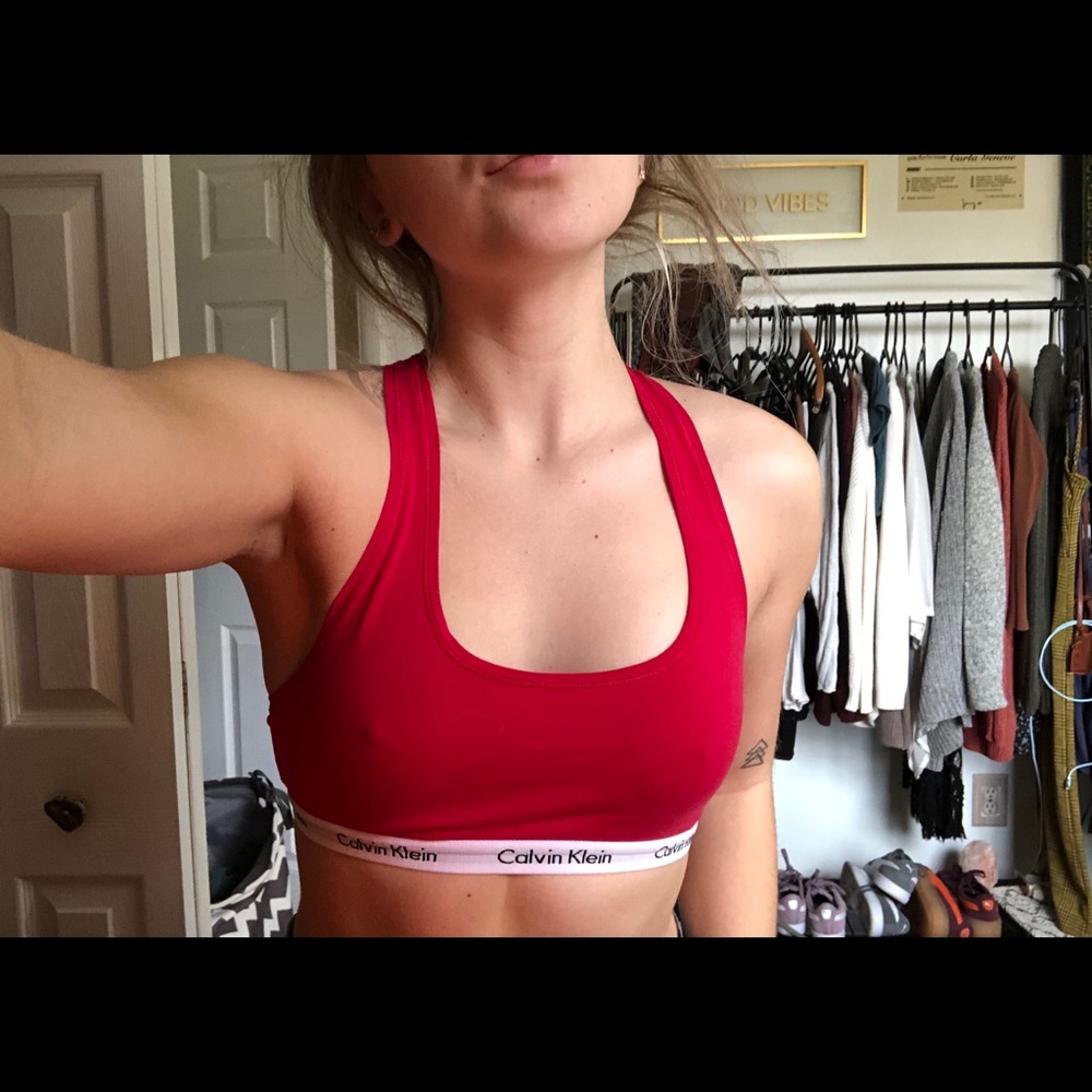 Red Calvin Klein sports bralette
